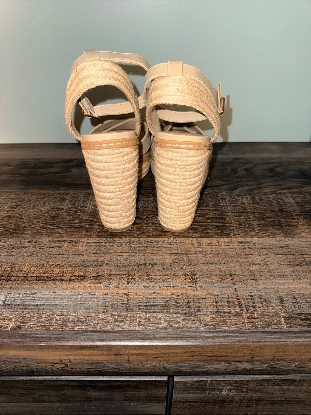 Soda Beige Crisscross Espadrille Wedge Sandals